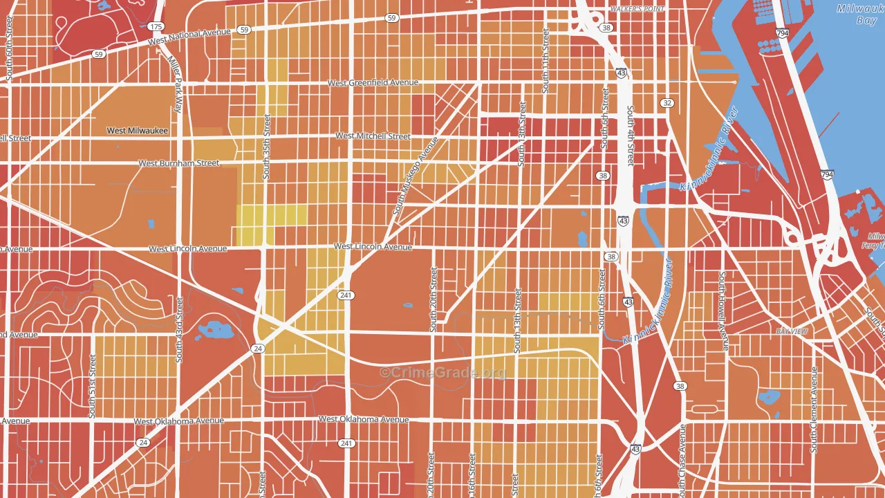Forest Home Hills, Milwaukee, WI Map of Drug-Related Crime Rates
