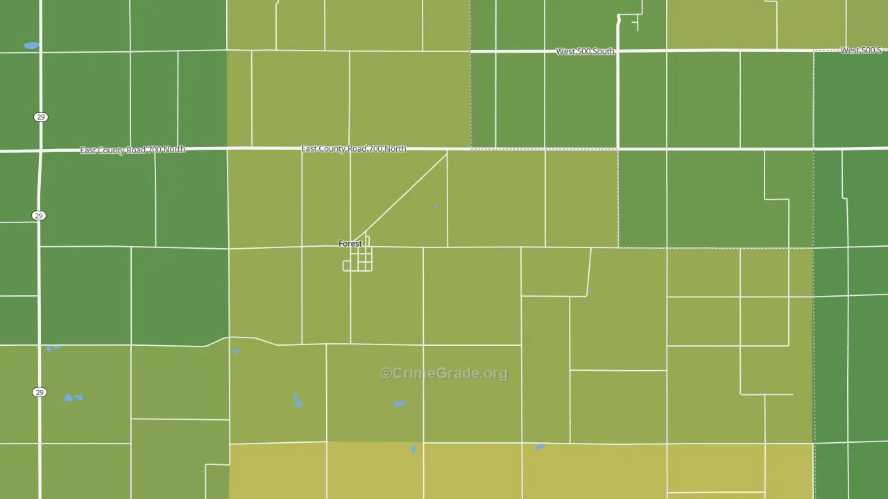 Forest, IN Map of Drug-Related Crime Rates