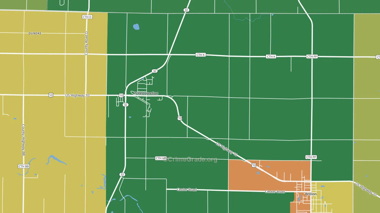 Forest Junction, WI Map of Drug-Related Crime Rates