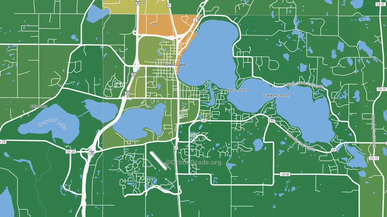 Forest Lake, MN Map of Drug-Related Crime Rates