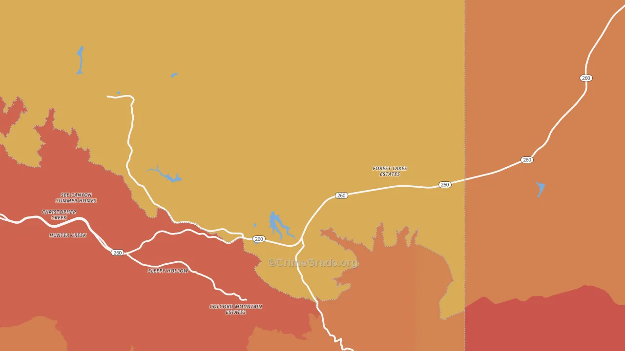 Forest Lakes, AZ Map of Drug-Related Crime Rates