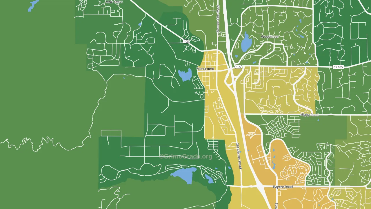 Forest Lakes, Monument, CO Map of Drug-Related Crime Rates