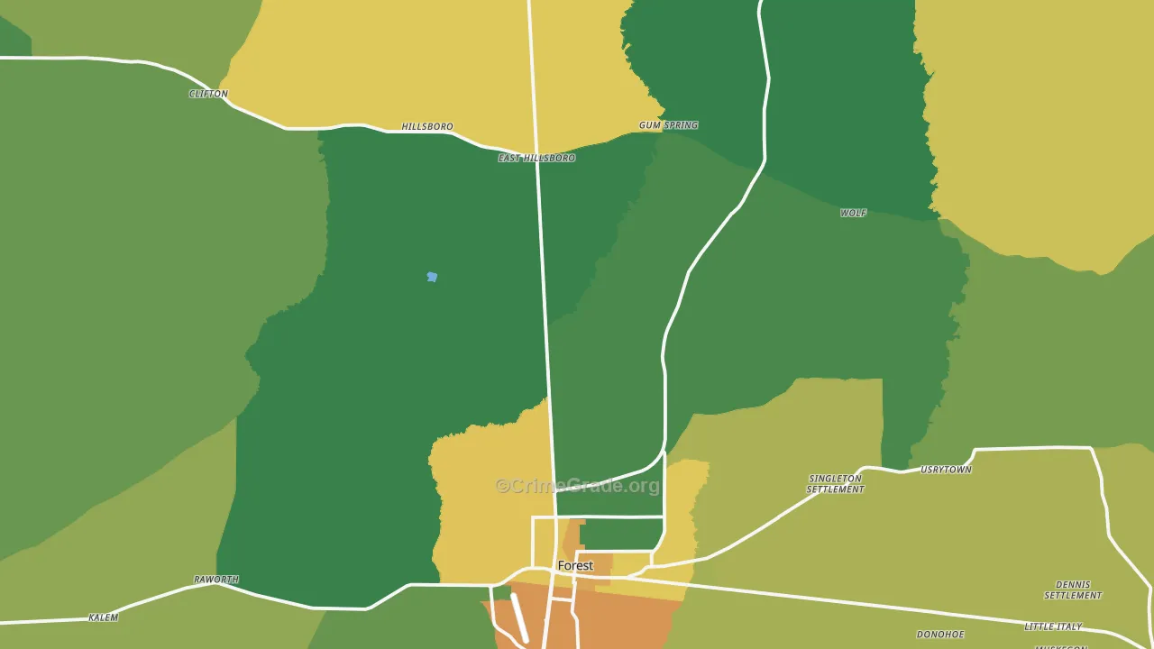 Forest, MS Map of Drug-Related Crime Rates