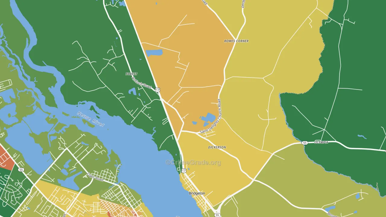 Forest, NC Map of Drug-Related Crime Rates