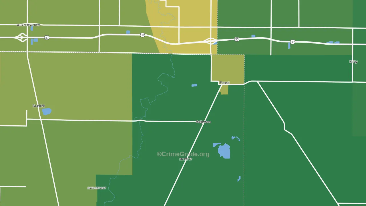 Forest, OH Map of Drug-Related Crime Rates