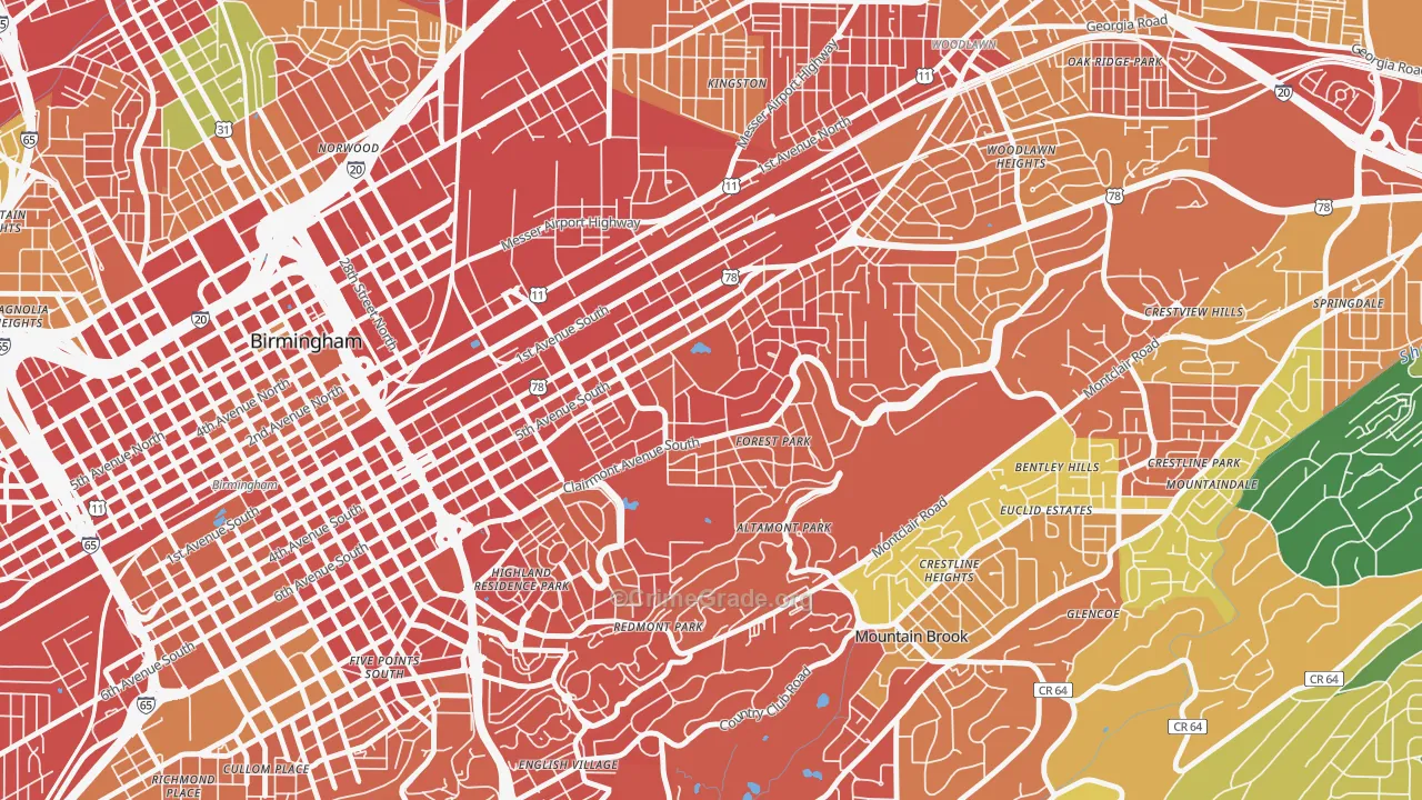 Forest Park, Birmingham, AL Map of Drug-Related Crime Rates
