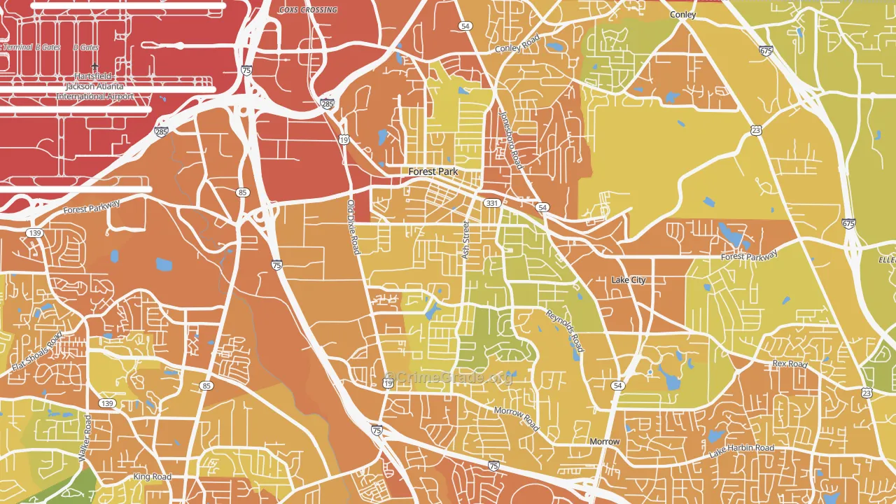 Forest Park, GA Map of Drug-Related Crime Rates