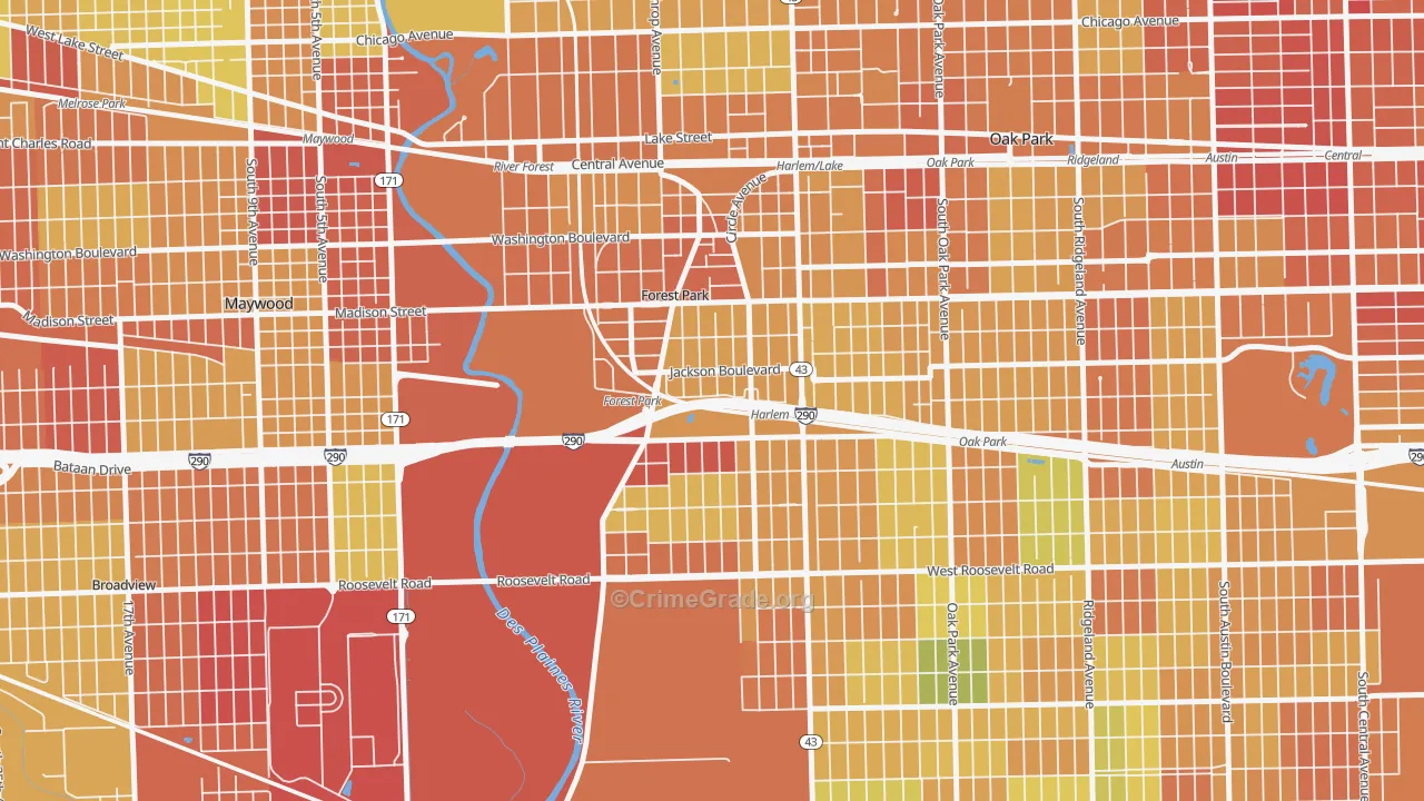 Forest Park, IL Map of Drug-Related Crime Rates