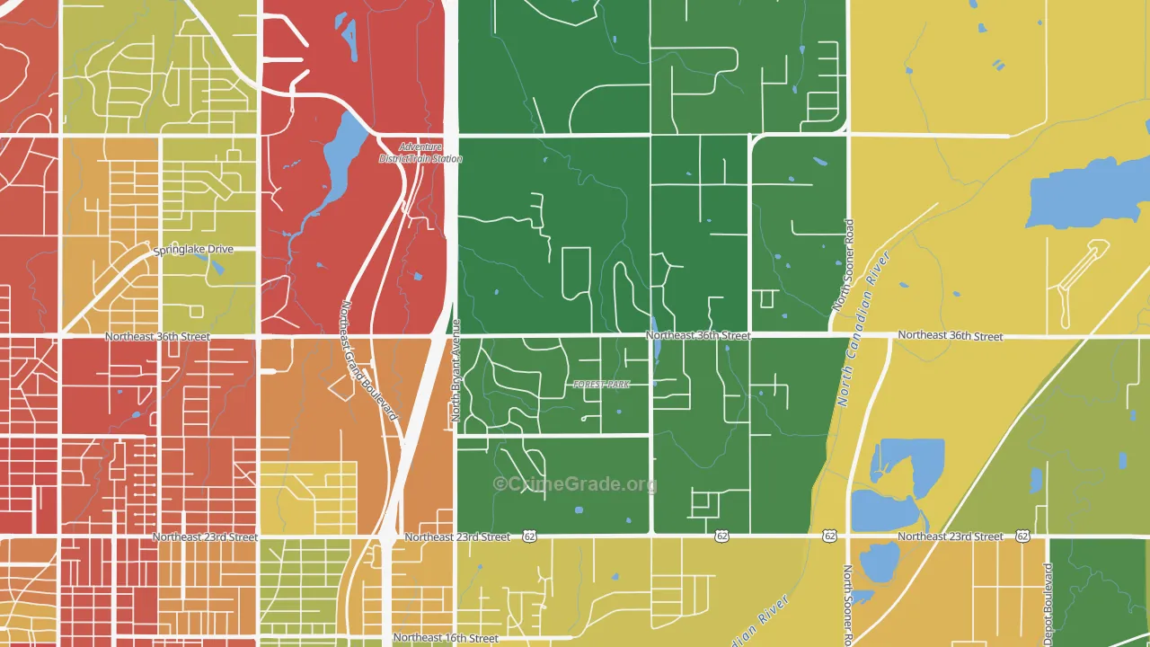 Forest Park, OK Map of Drug-Related Crime Rates