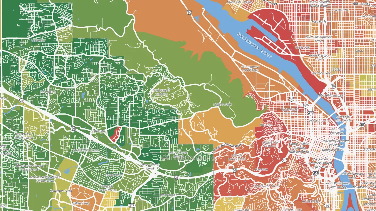 Forest Park, Portland, OR Map of Drug-Related Crime Rates