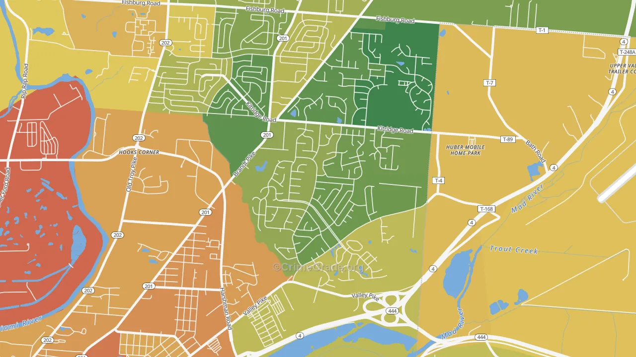 Forest Ridge-Quail Hollow, Dayton, OH Map of Drug-Related Crime Rates