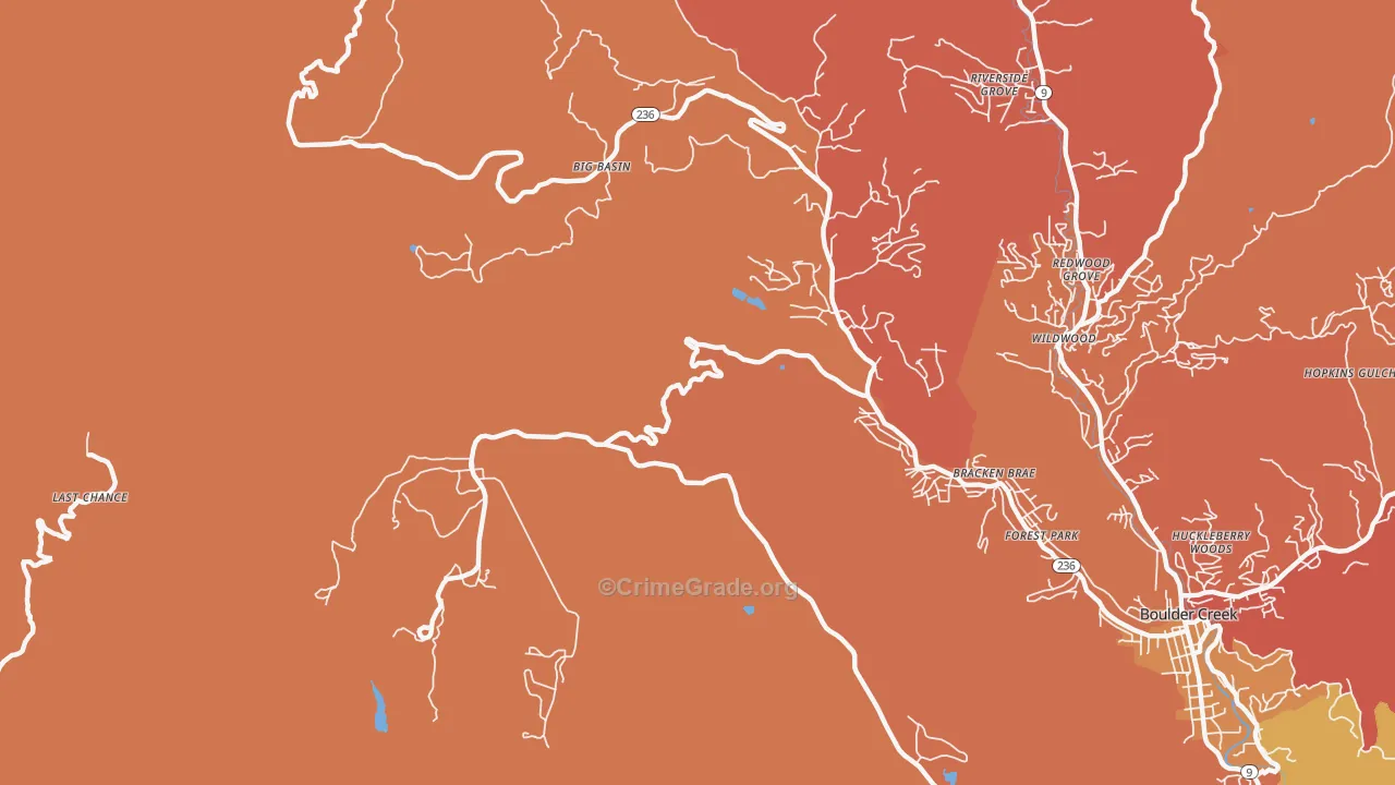 Forest Springs, CA Map of Drug-Related Crime Rates
