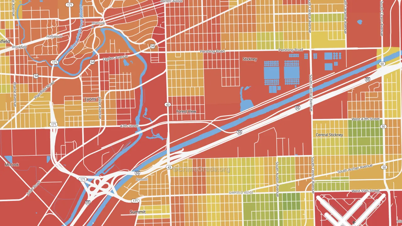 Forest View, IL Map of Drug-Related Crime Rates
