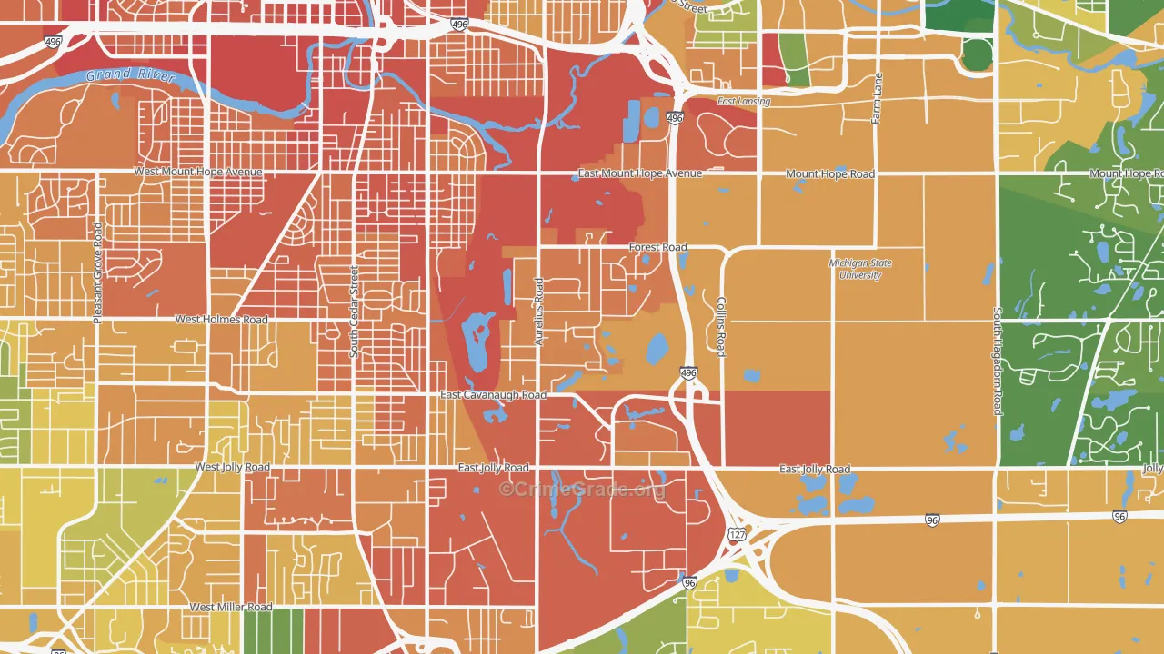 Forest View, Lansing, MI Map of Drug-Related Crime Rates