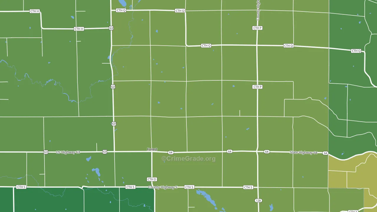 Forest, WI Map of Drug-Related Crime Rates