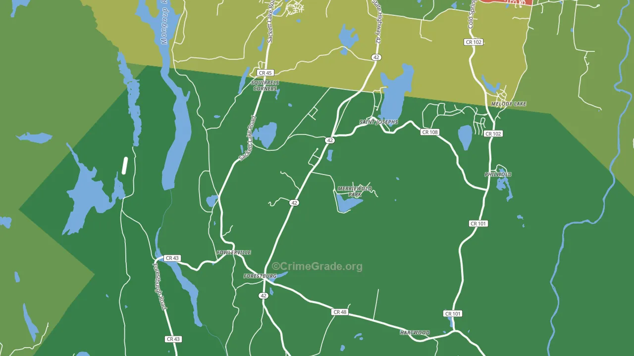 Forestburgh, NY Map of Drug-Related Crime Rates