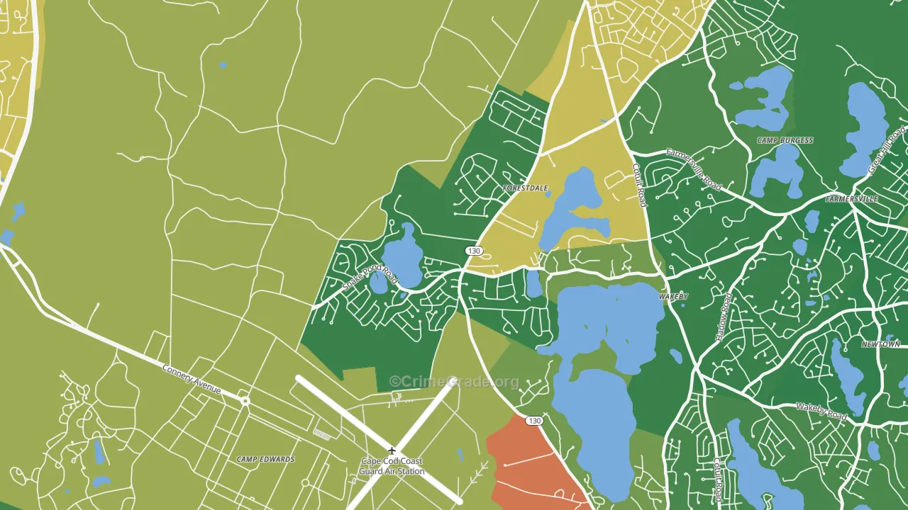 Forestdale, MA Map of Drug-Related Crime Rates
