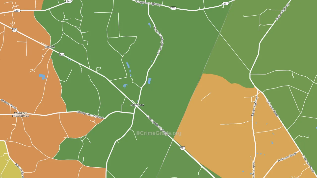 Foreston, SC Map of Drug-Related Crime Rates