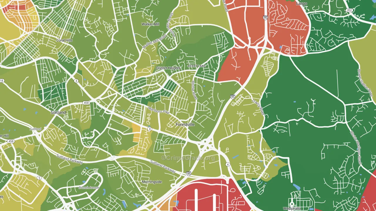 Forestville, MD Map of Drug-Related Crime Rates