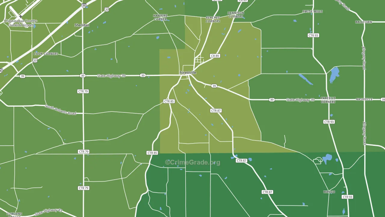 Forestville, NY Map of Drug-Related Crime Rates