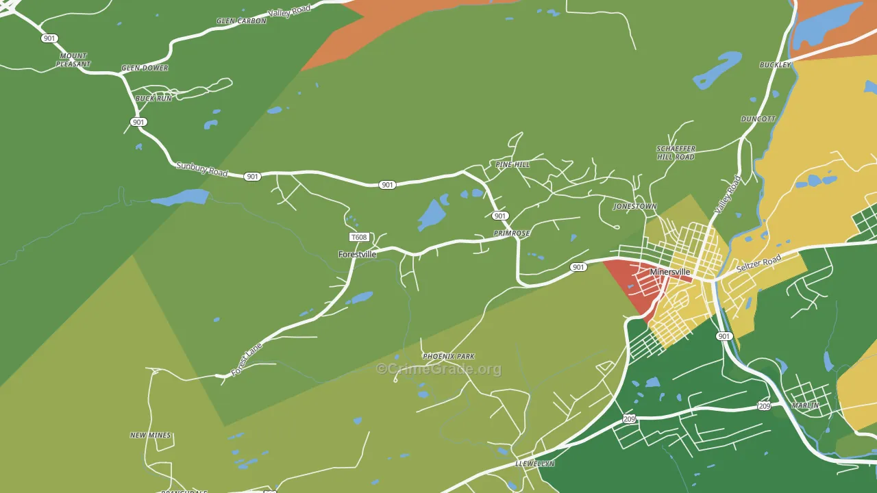 Forestville, PA Map of Drug-Related Crime Rates