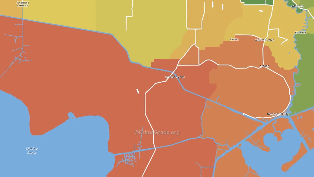 Forked Island, LA Map of Drug-Related Crime Rates