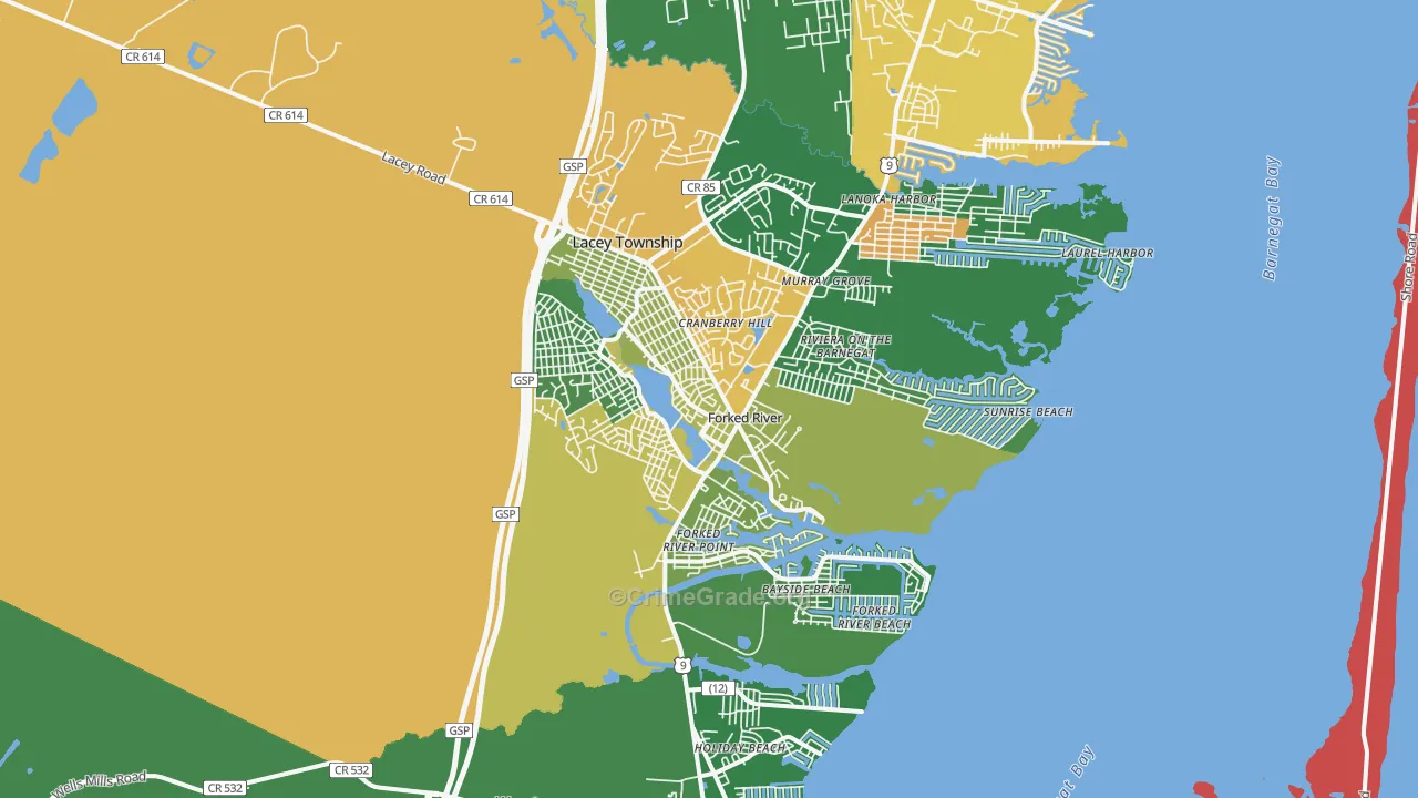 Forked River, NJ Map of Drug-Related Crime Rates