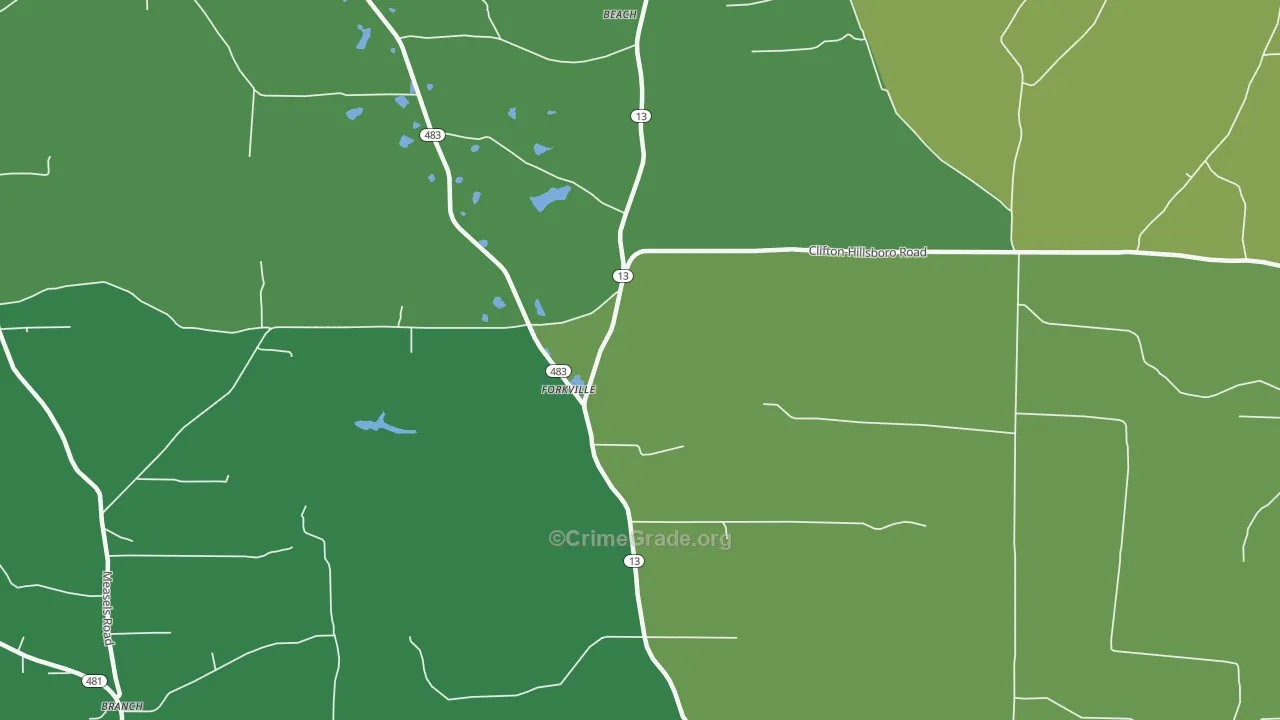 Forkville, MS Map of Drug-Related Crime Rates