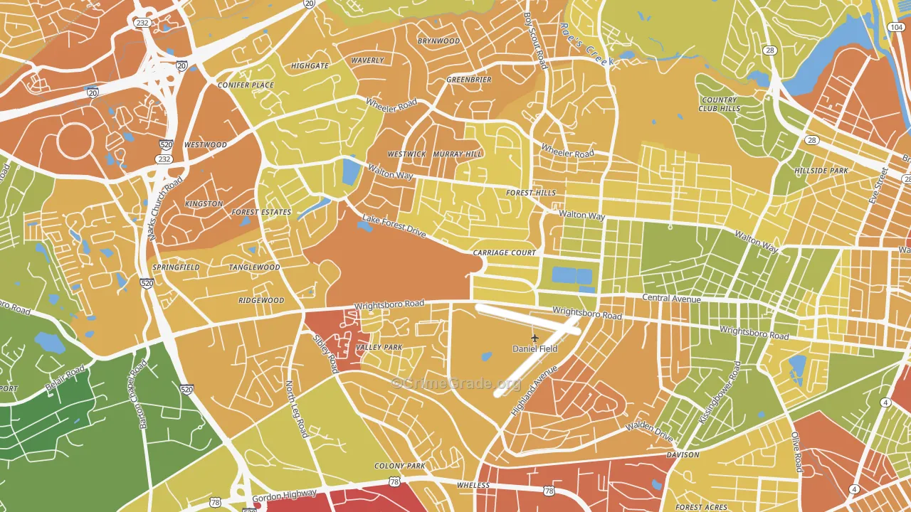 Forrest Hills, Augusta, GA Map of Drug-Related Crime Rates