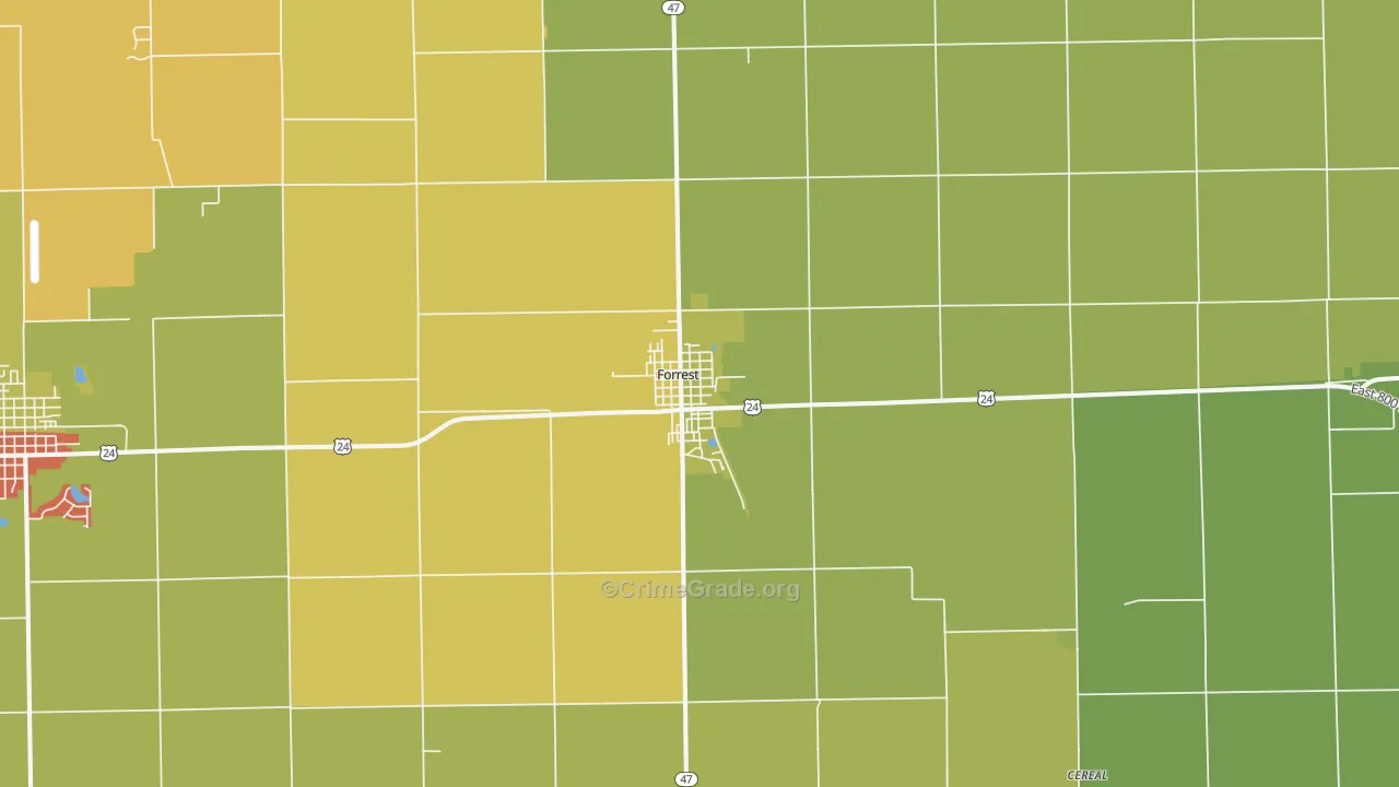 Forrest, IL Map of Drug-Related Crime Rates