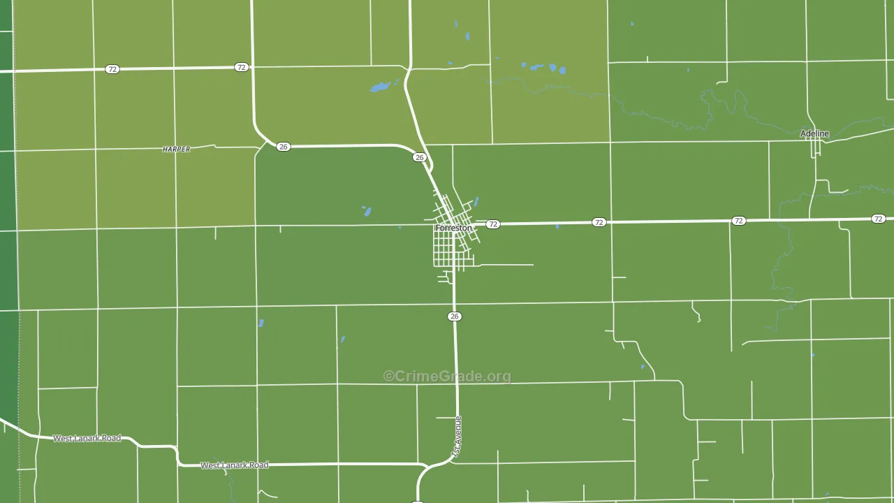 Forreston, IL Map of Drug-Related Crime Rates