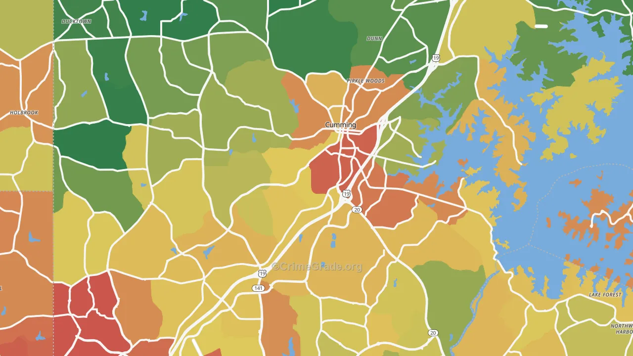 Forsyth County, GA Map of Drug-Related Crime Rates