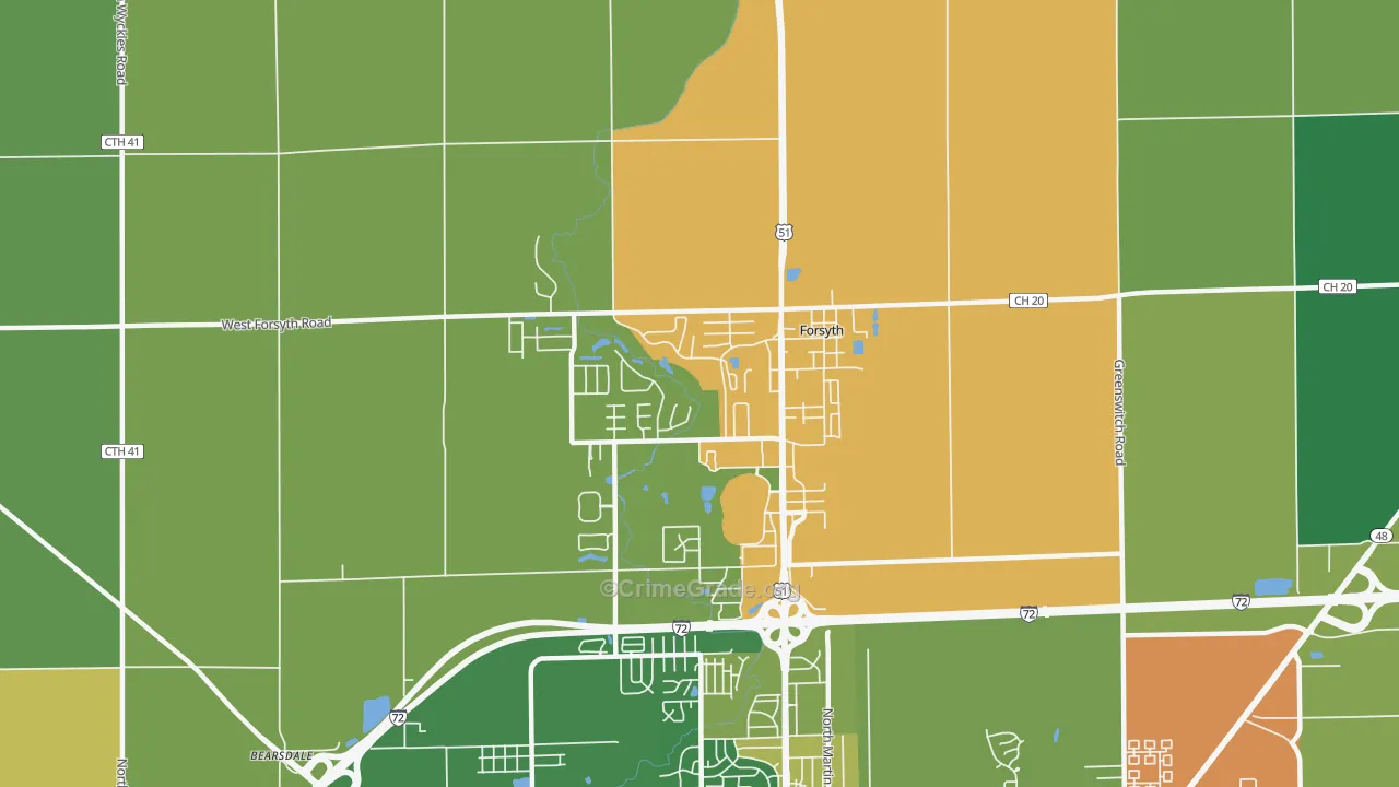 Forsyth, IL Map of Drug-Related Crime Rates
