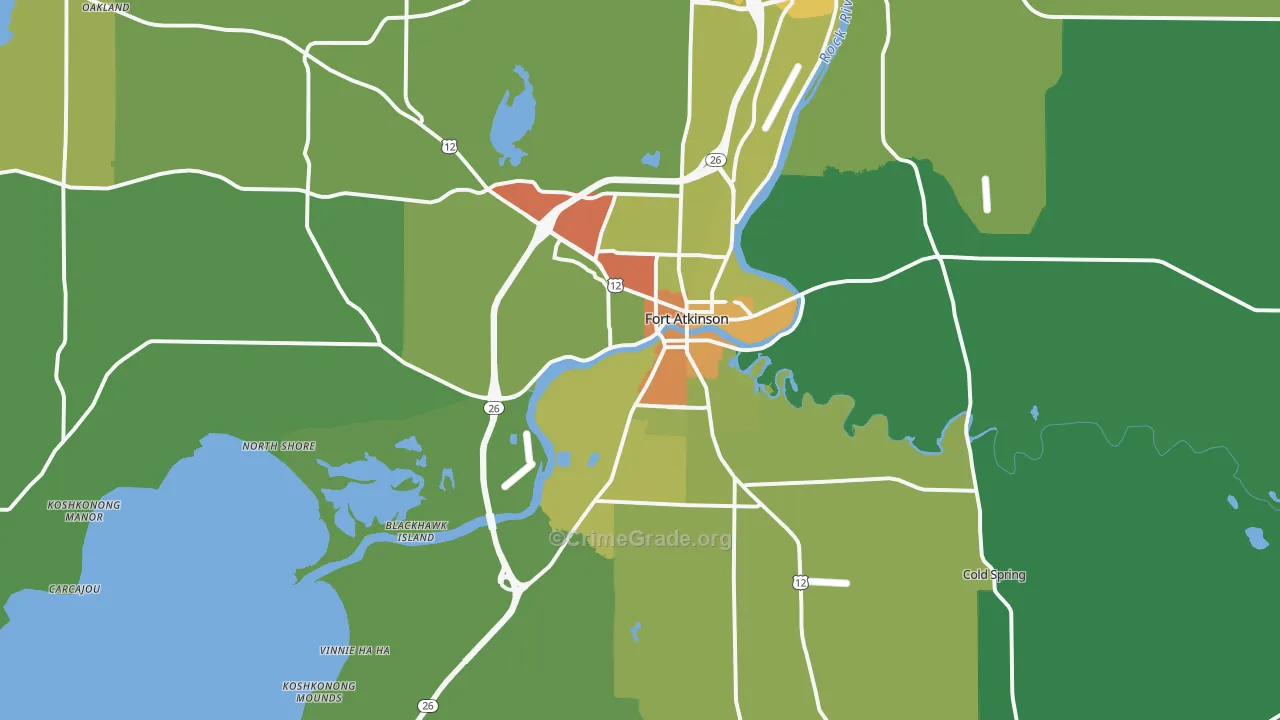 Fort Atkinson, WI Map of Drug-Related Crime Rates