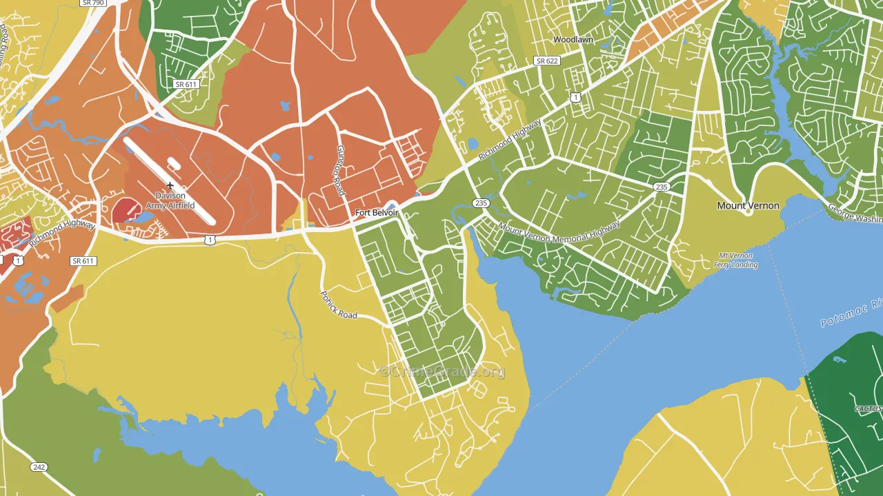 Fort Belvoir, VA Map of Drug-Related Crime Rates