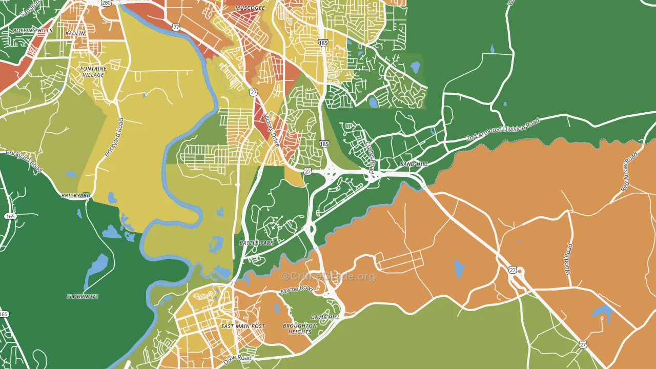 Fort Benning, GA Map of Drug-Related Crime Rates