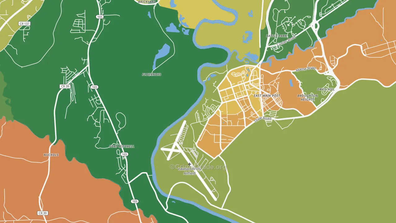 Fort Benning South, GA Map of Drug-Related Crime Rates