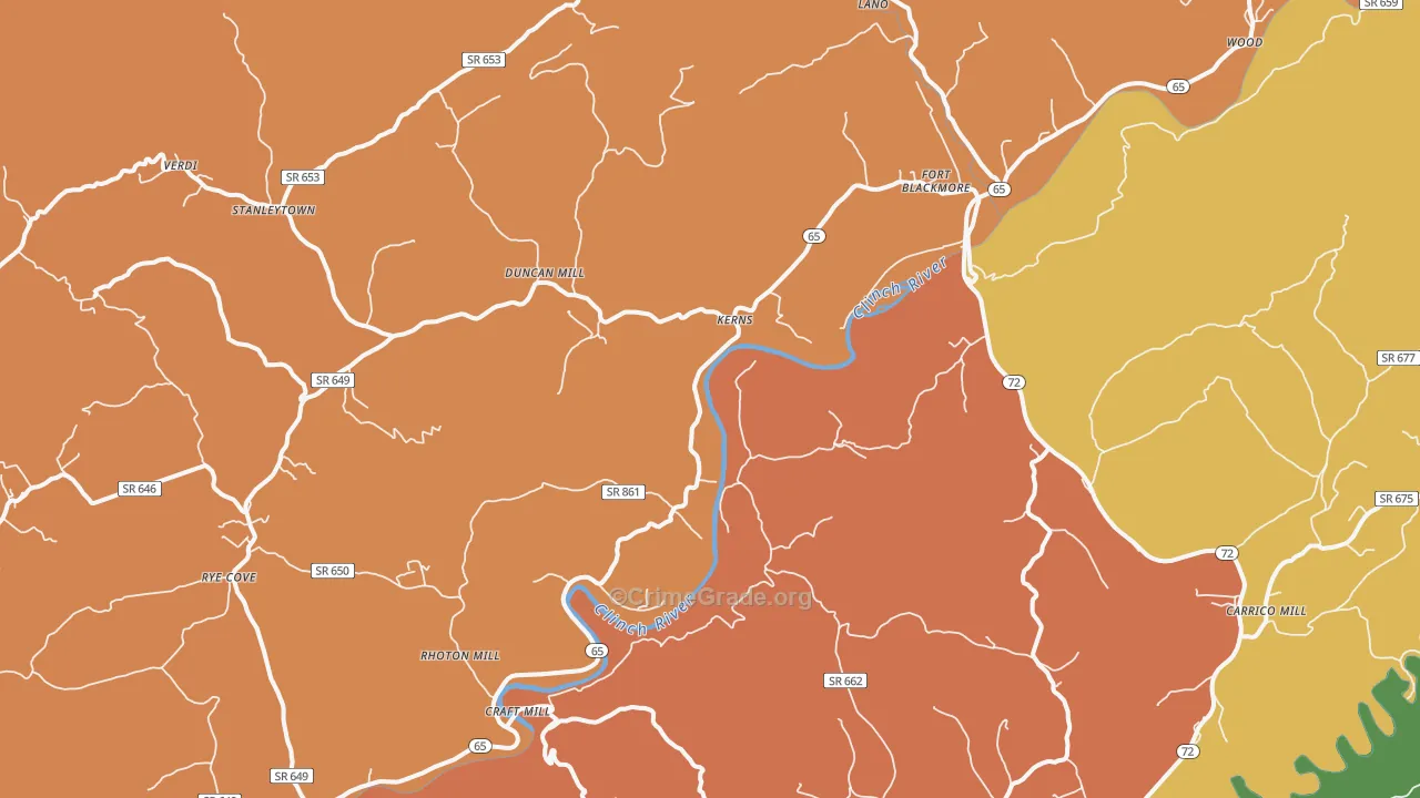 Fort Blackmore, VA Map of Drug-Related Crime Rates