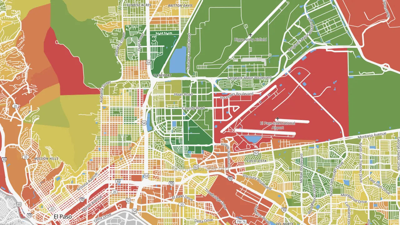 Fort Bliss, TX Map of Drug-Related Crime Rates