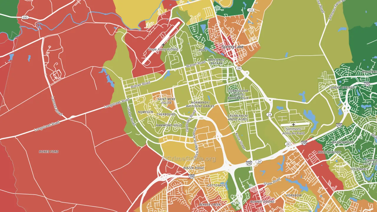 Fort Bragg, NC Map of Drug-Related Crime Rates