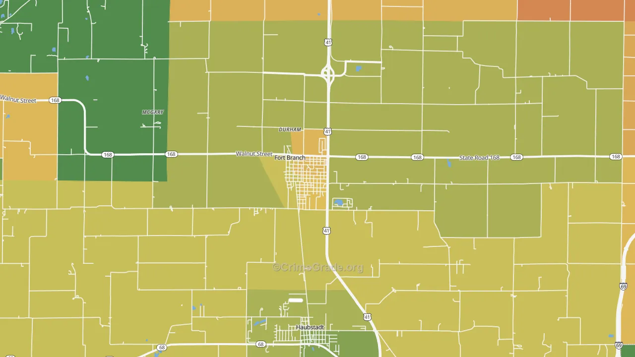 Fort Branch, IN Map of Drug-Related Crime Rates