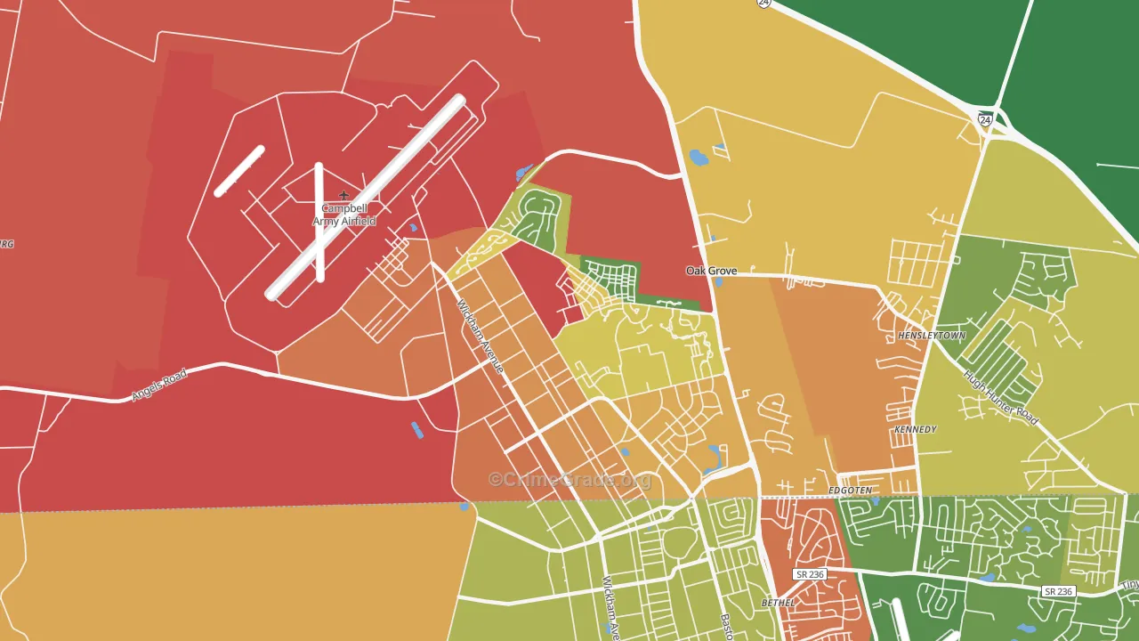 Fort Campbell North, KY Map of Drug-Related Crime Rates