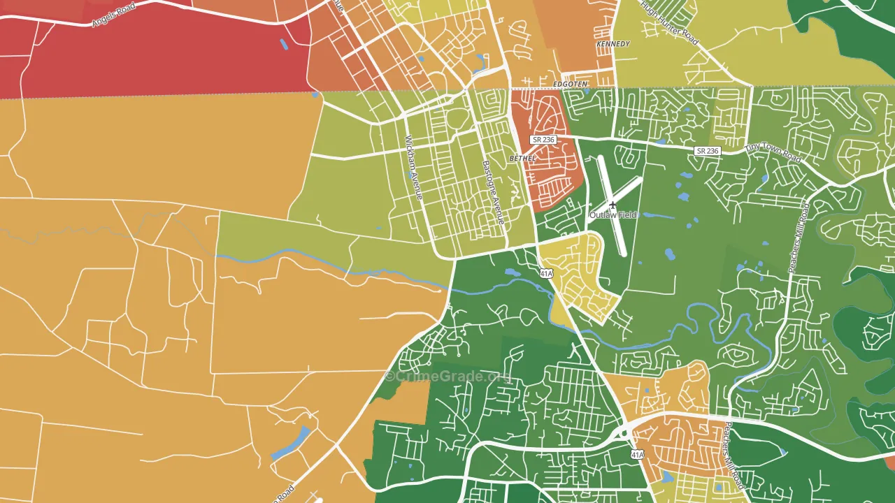 Fort Campbell, TN Map of Drug-Related Crime Rates