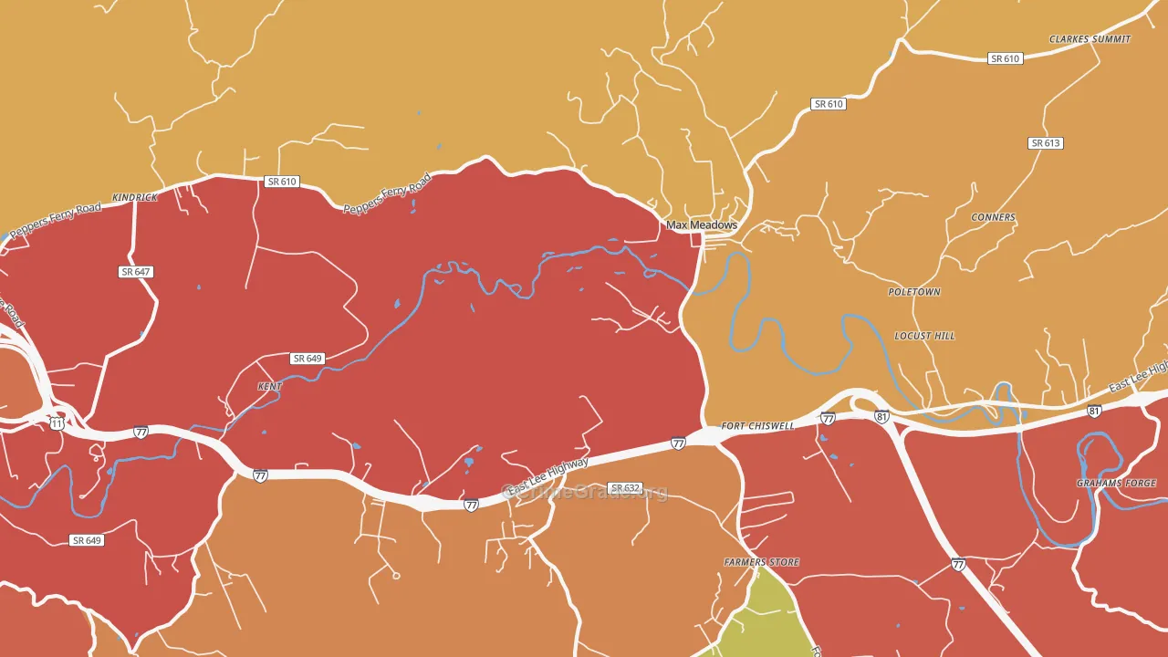 Fort Chiswell, VA Map of Drug-Related Crime Rates