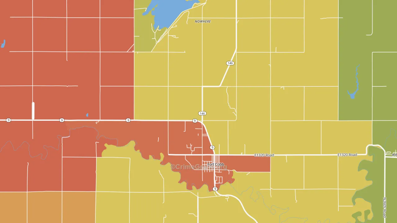 Fort Cobb, OK Map of Drug-Related Crime Rates
