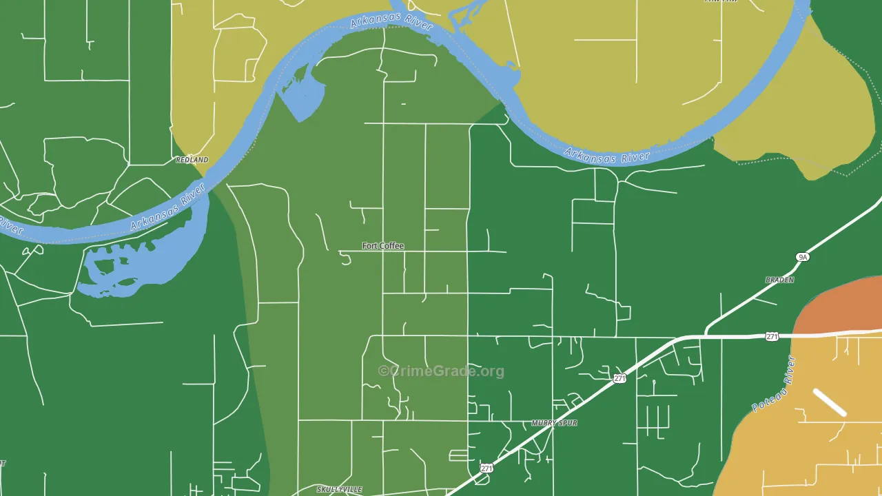 Fort Coffee, OK Map of Drug-Related Crime Rates
