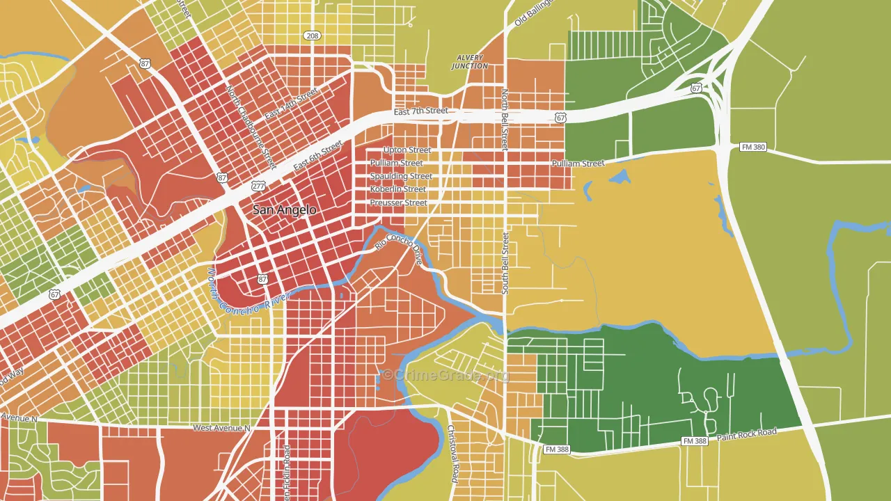 Fort Concho, San Angelo, TX Map of Drug-Related Crime Rates