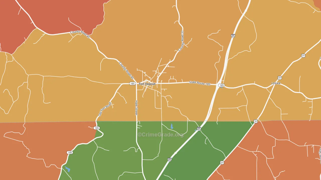 Fort Deposit, AL Map of Drug-Related Crime Rates