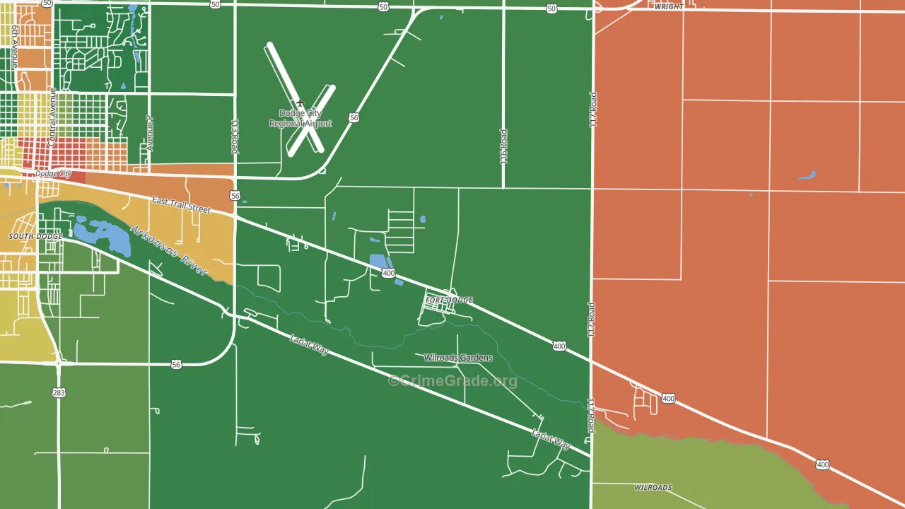 Fort Dodge, KS Map of Drug-Related Crime Rates