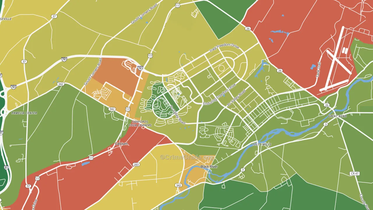 Fort Drum, NY Map of Drug-Related Crime Rates